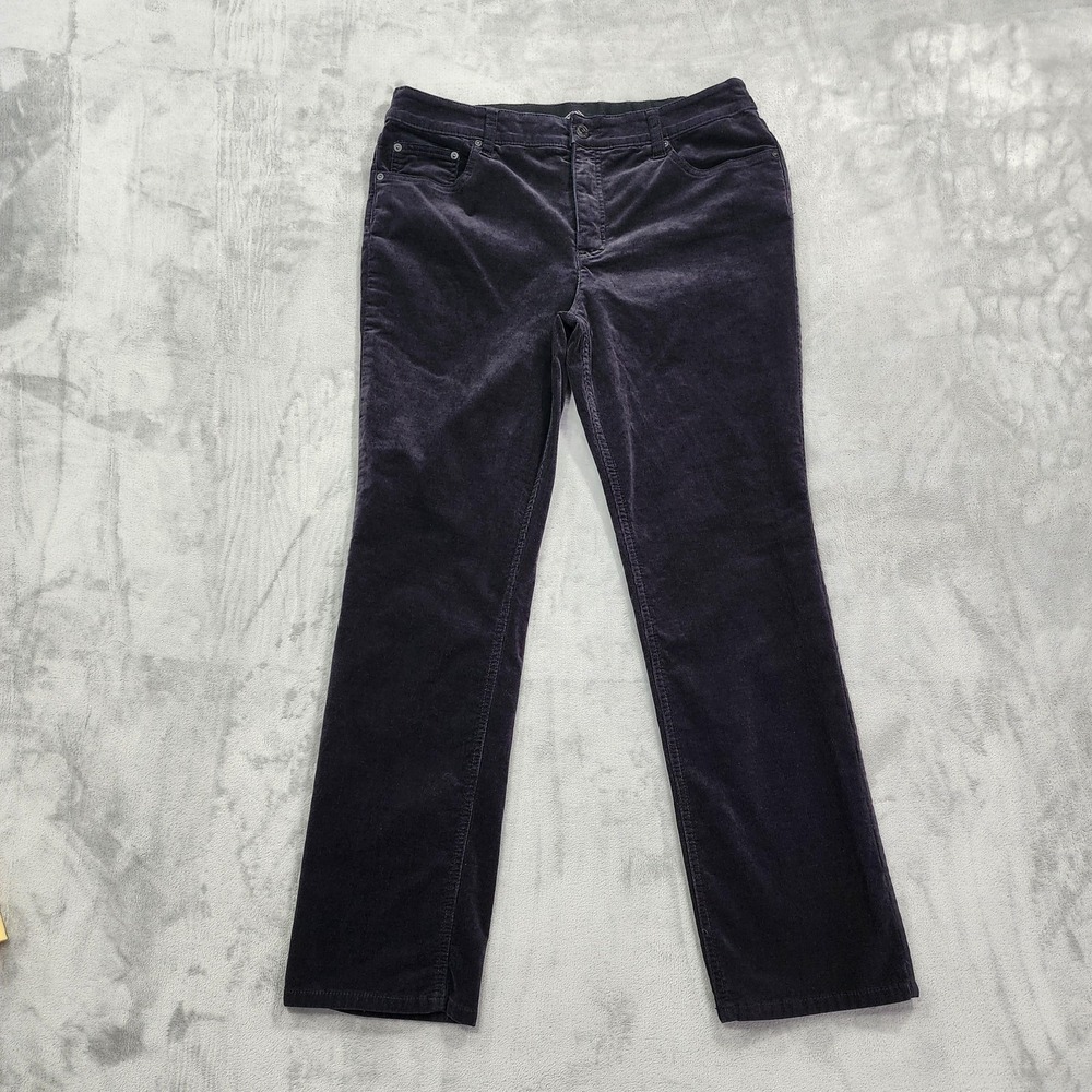 St. John's Bay Pants Womens 16 Black Corduroy Straight Leg‎ Chino Stretch Casual